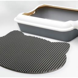 Коврик под миску и лоток Мордочка, серый, 35х41,5 см - Пушистое счастье фото 2