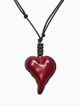 Кулон на шнурке стиль "Сердце вытянутое", 90см, цвет бордово-чёрный