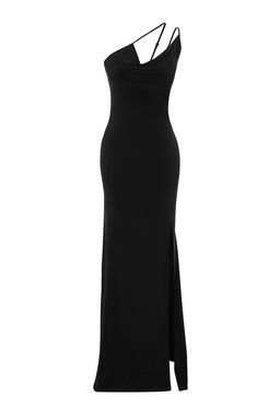 Siyah Ask? Detayl? Orme Uzun S?k Abiye Elbise TPRSS24AE00165 - Trendyolmilla фото 7