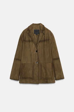 OVERSIZE 100% SUEDE LEATHER BLAZER ZW COLLECTION LIMITED EDITION - Zara фото 8