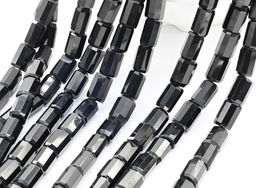 Бусины из агата черного цилиндр с огранкой 7*10мм, 38см, 38 бусин Радуга камня