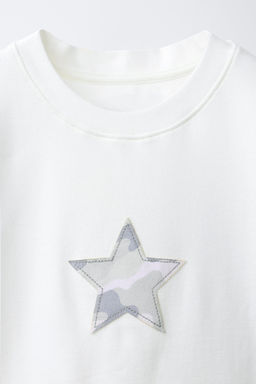 CAMISETA PARCHE CAMUFLAJE / Blanco roto - Zara фото 5