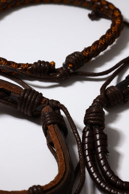 Набор браслетов «Парун», 4 шт. кожа, коричневый, d=7.5 см