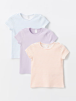 Bisiklet Yaka ?izgili K?z Bebek Ti??rt 3l?