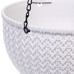 Кашпо для цветов пластиковое 21*13см Подвесное с поддоном цвет белый