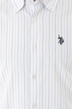 Мужская белая рубашка в синюю полоску - U.s. polo assn фото 7