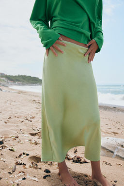 FALDA MIDI SATINADA / Verde manzana - Zara фото 2