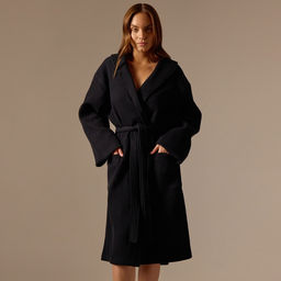 Халат вафельный женский SL HOME: Basic «Дарк Маре», размер M, хлопок 100%, чёрный