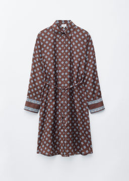Vestido midi de seda y algod?n estampado
