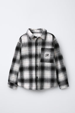 CHECK OVERSHIRT WITH DETACHABLE FAUX FUR HOOD - Zara фото 2