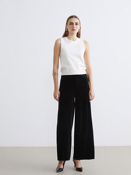 Beli Lastikli Geni? Pa?a Kad?n Kadife Pantolon