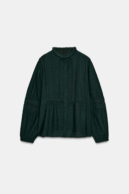 ROMANTIC LACE TRIM SHIRT - Zara фото 4