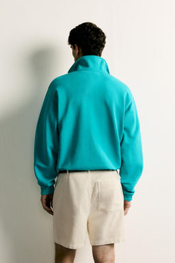 SUDADERA CUELLO CREMALLERA CONTRASTE / Verde claro - Zara фото 3