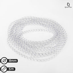 Бижутерная сетка-рукав, 8мм, 5 метров, цвет белый с серебристой нитью