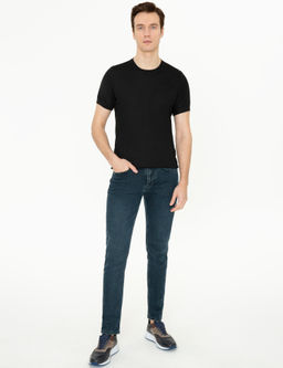 Siyah Slim Fit Bisiklet Yaka Triko T-shirt