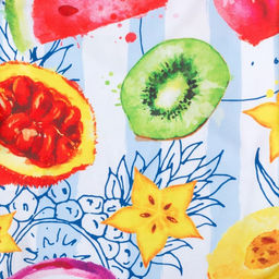 Купальник для девочки слитный KAFTAN: Fruits, бело-голубой, размер 32 (110-116 см)