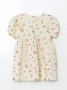 Bisiklet Yaka Bask?l? K?z ?ocuk Elbise