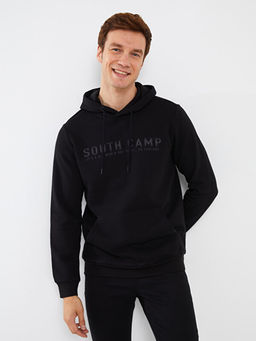 Uzun Kollu Bask?l? Erkek Hoodie