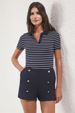 TRENDYOLMILLA Lacivert Gold Dugme Detayl? K?sa Sort & Bermuda TWOSS25SR00186  фото 2