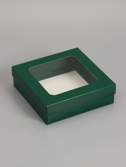 Цена за 5 шт. Коробка складная, крышка-дно, армейский зелёный, с окном 20 х 20 х 6 см