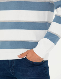 Ekru Slim Fit Bisiklet Yaka Triko Kazak