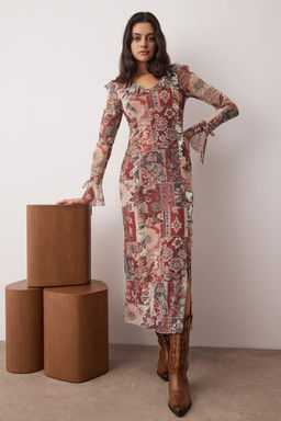 Kahverengi Duz F?rf?rl? Maxi Orme Elbise TWOAW26EL00060 - Trendyolmilla фото 5