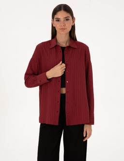 Bordo Oversize Uzun Kollu G_mlek
