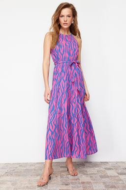 Fusya Animal Shift Boyundan Baglamal? Halter Yaka Shally Maxi Dokuma Elbise TWOSS24EL00872