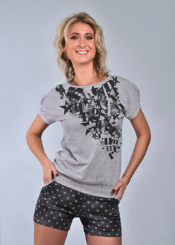 Комплект с шортами ЗВЕЗДА (серый №3) печать с эффектом мерцания