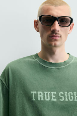 CAMISETA BOXY FIT LAVADA GR?FICOS / Verde - Zara фото 6