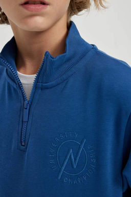 Новый свитшот стандартного кроя для мальчиков с полуводолазкой - Defacto фото 9