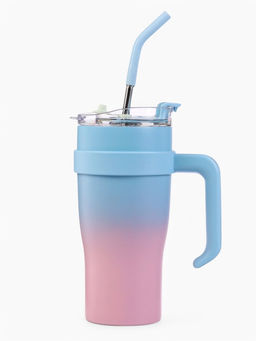 Термокружка, 900 мл, с трубочкой, сохраняет тепло 6 ч, нержавеющая сталь, голубая, розовая