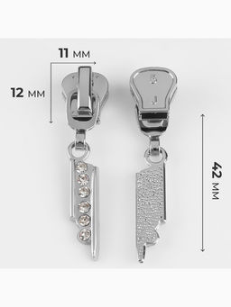 Бегунок для молнии «Трактор», №5, «Стразы», 10 шт., цвет никель