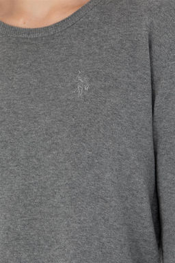 Женский серый меланжевый базовый свитер с круглым вырезом Неожиданная скидка в корзине - U.s. polo assn фото 7