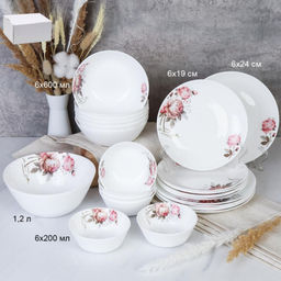 Столовый набор 25 предметов Евро с салатниками / 19/FLYGP8575672 (20032) /уп 2/ Чайная роза