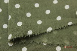 Муслин двухслойный с эф.жатости Горох на сером хаки, ш.1.41м, хл-100%, 120гр/м.кв - Купава фото 5