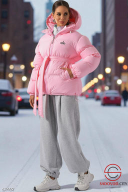 Зимняя дутая женская куртка с капюшоном