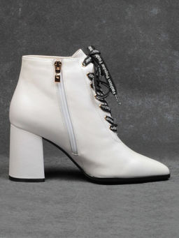 01-B087B-360D WHITE Ботинки демисезонные женские (натуральная кожа, байка)