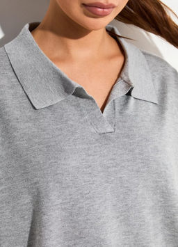 K13460 Футболка-поло (вязаный трикотаж) СВ_СЕРЫЙ