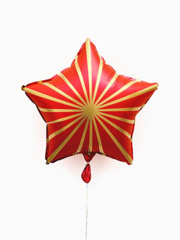 Воздушный шар фольгированный 18" звезда "Грани" цвет красный сатин, набор 5 штук