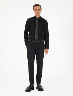 Siyah Non _ron Kolay _t_lenebilir Slim Fit Uzun Kollu Basic G_mlek