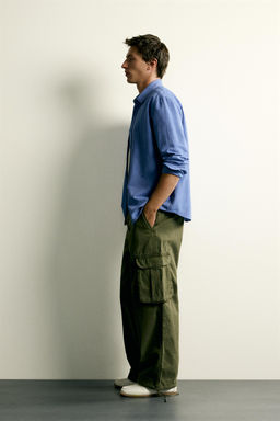 CAMISA RELAXED FIT RAYAS / Azul?n