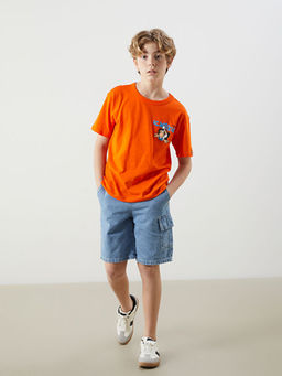 Bisiklet Yaka Nostaljik Maymun Bask?l? Erkek ?ocuk Ti??rt