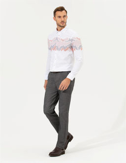 Antrasit Regular Fit _izgili Kanvas Pantolon