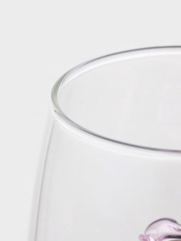 Кружка Розочка, 320 мл, 9?12.5?9 см, с фигуркой, стекло, прозрачная, розовая