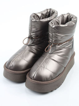 04-WA003-3M GRAY/BRONZE Ботинки зимние женские (натуральная кожа, курточная ткань, 100% шерсть)