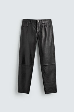 LEATHER SLIM FIT TROUSERS - Zara фото 7