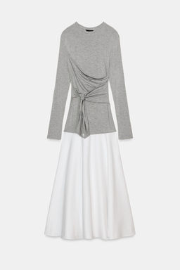 VESTIDO MIDI COMBINADO LAZADA / Blanco / Gris - Zara фото 5