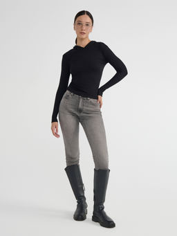 CONTE Джемпер в рубчик с капюшоном LD 2959 black