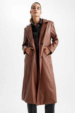 Водоотталкивающий плащ из искусственной кожи - Defacto фото 5